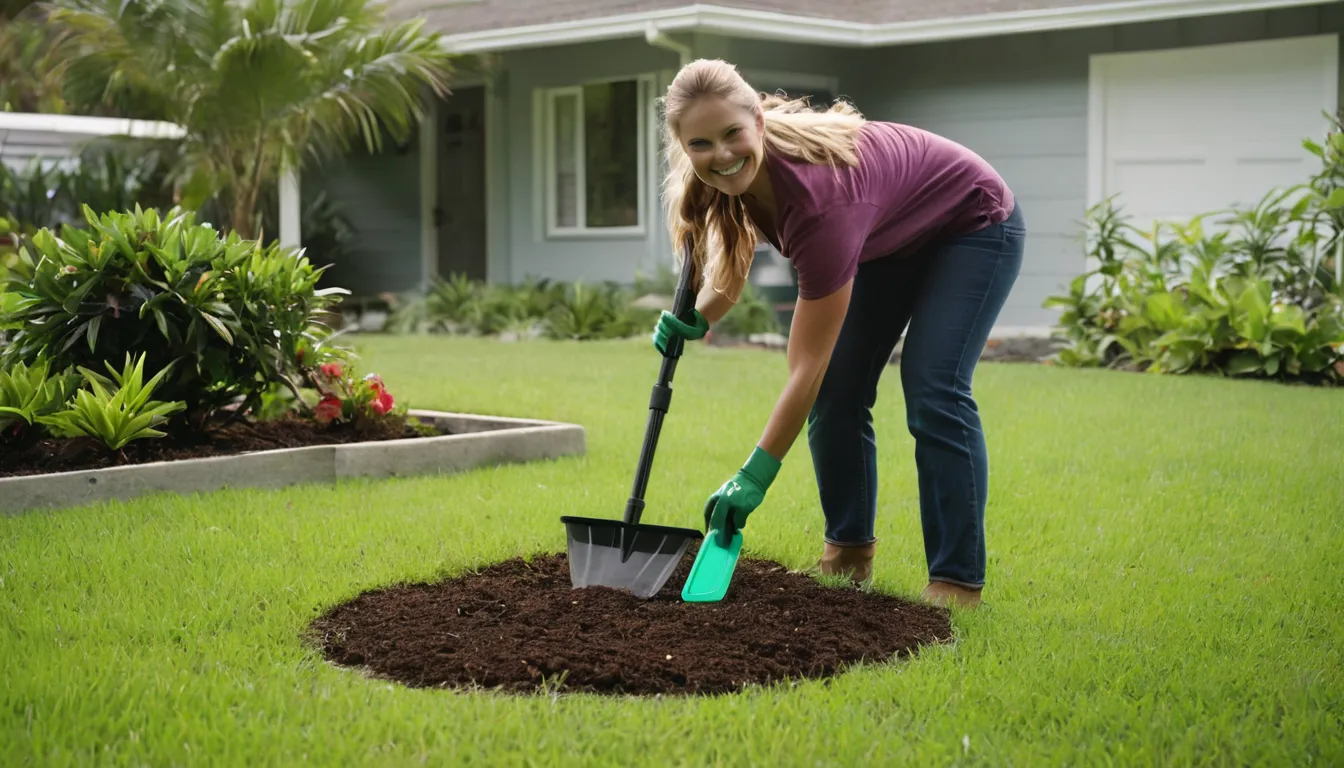 Homeowner marking a septic tank lid with a garden stake in the Fort Lauderdale area